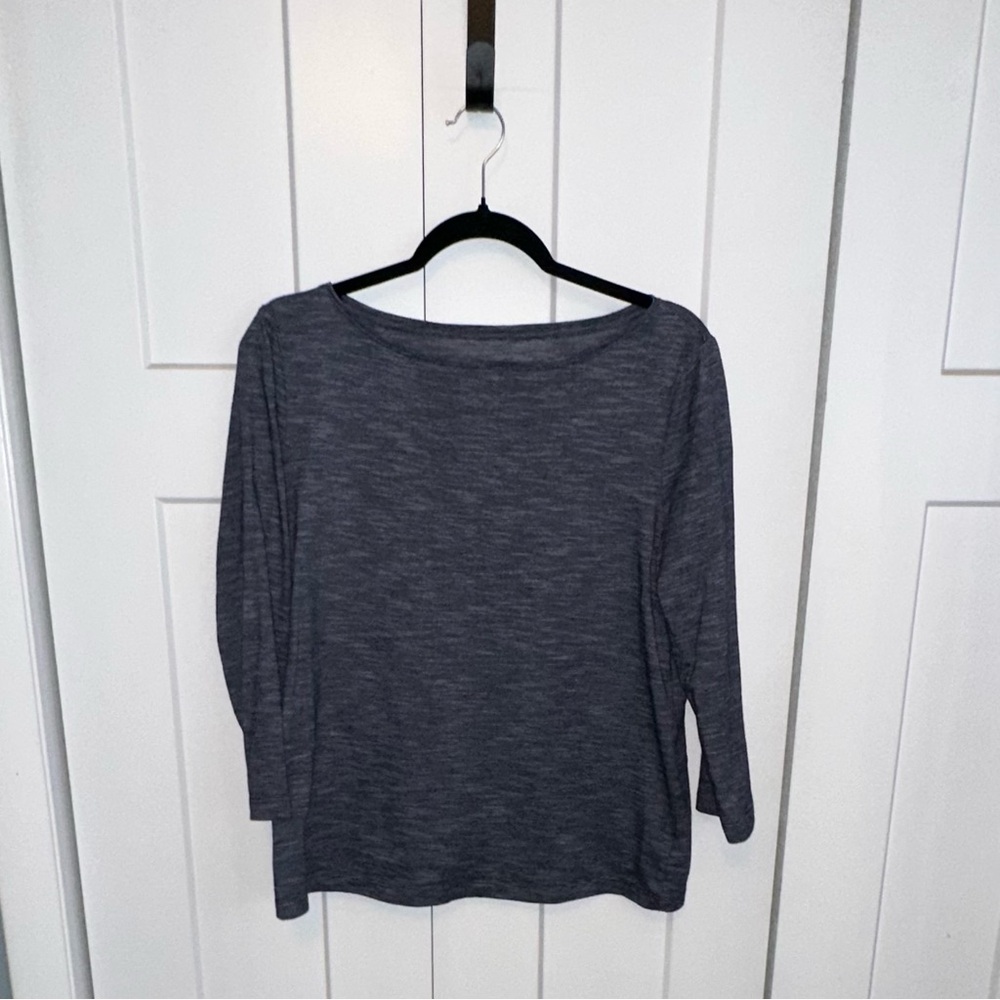 Women's Talbots Tee Shirt Top - Heather Blue - 3/4 Sleeve - Large